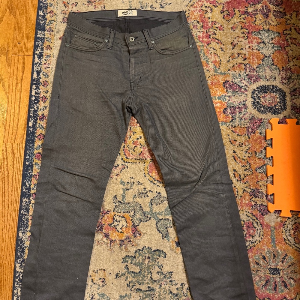Naked and Famous, gray weird guy jeans sz 31
